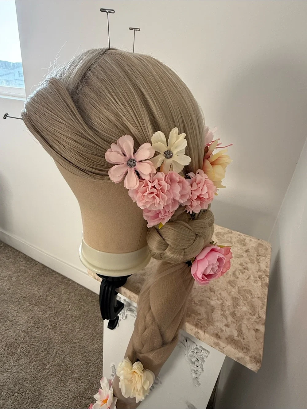 Rapunzel Women’s Wig 5 ft Parks Accurate with Flowers